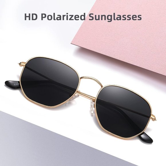 Women Polarized Hexagon Square UV400 Protection Metal Frame Sun Glasses main image 8